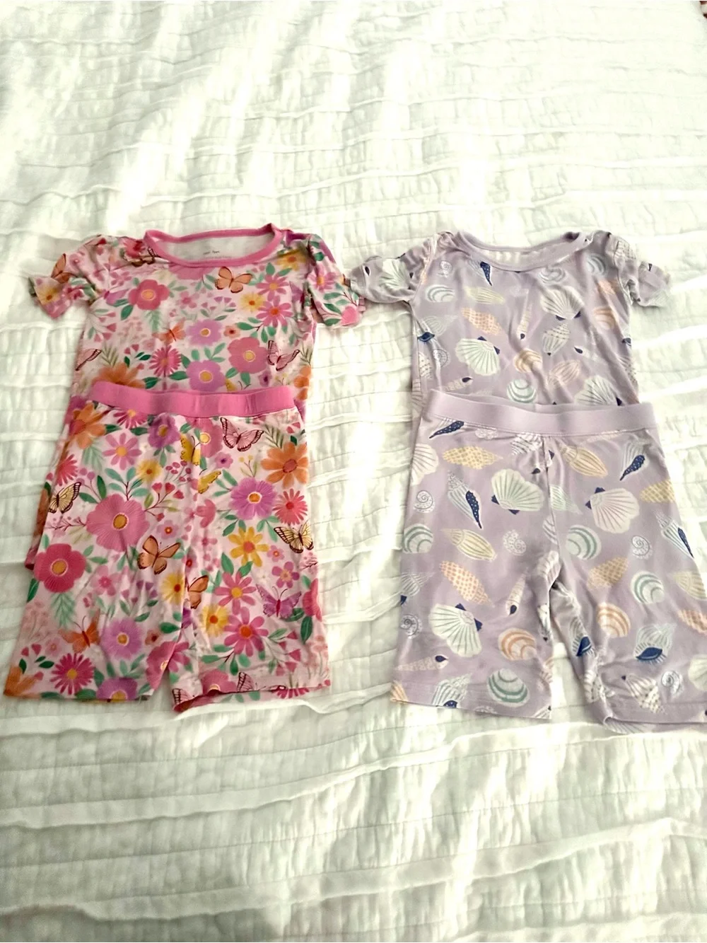 Little Sleepies Pink Floral & Lavender Seashell Pajama Set (Pink, Lavender)